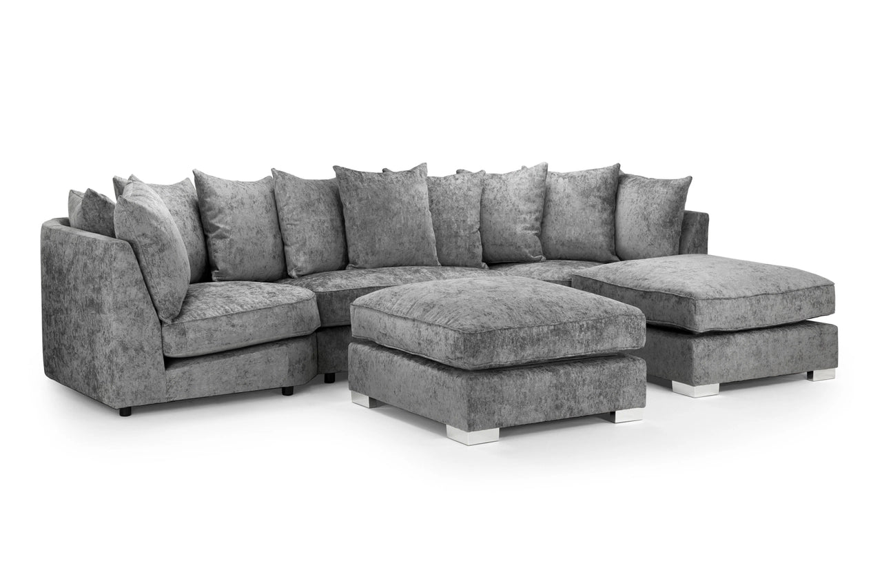 Bishop Fullback U Shape Platinum Corner Sofa