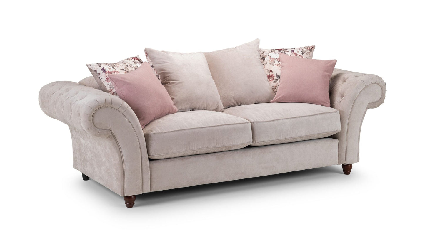 Roma Beige Chesterfield 3 Seat Sofa