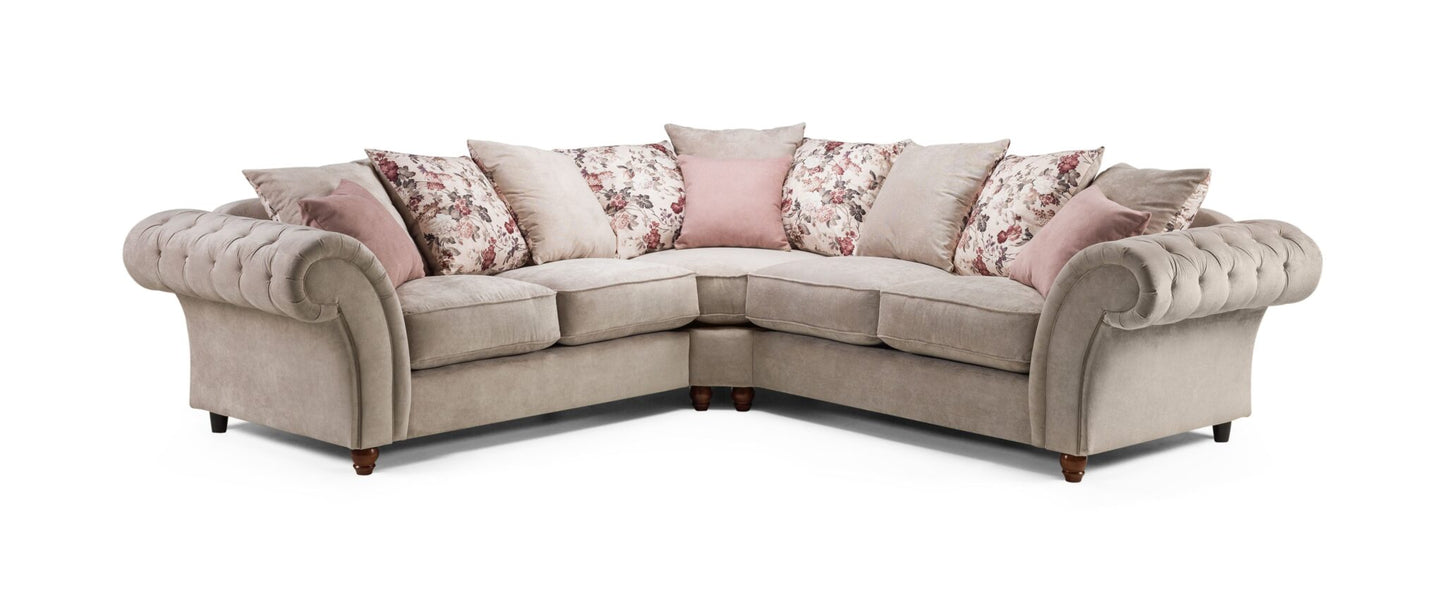 Roma Beige Chesterfield Large Corner Sofa