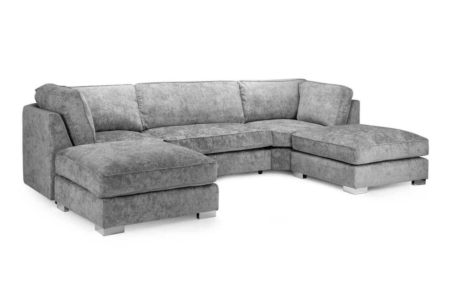 Bishop Fullback U Shape Platinum Corner Sofa