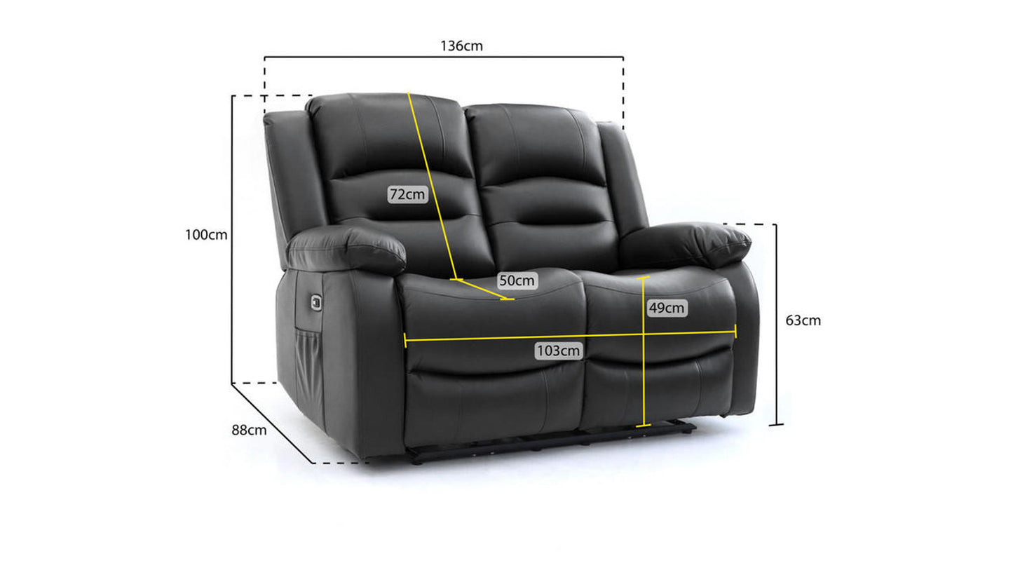Alva 2 Seat Black Electric Recliner Sofa