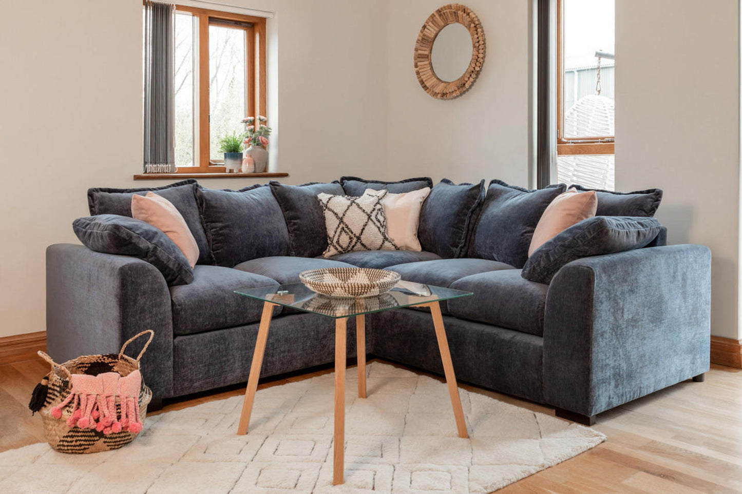 Colbee Blue Large Corner Sofa
