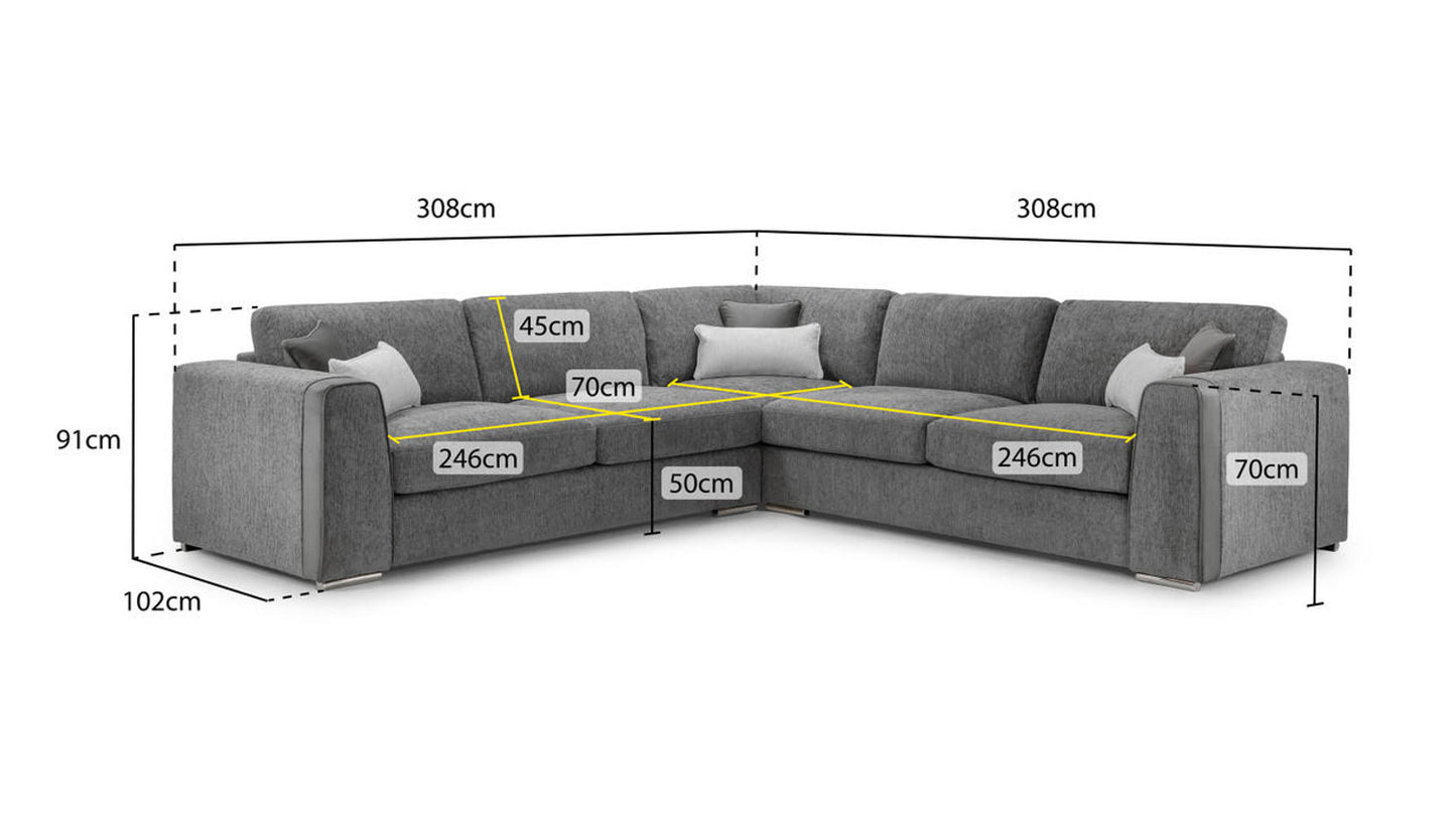 Naples Grey Large Corner Sofa