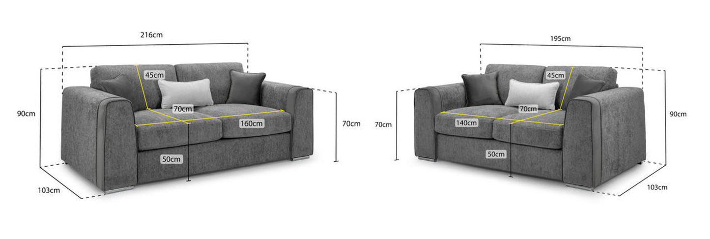 Naples Grey 3 + 2 Sofa Set