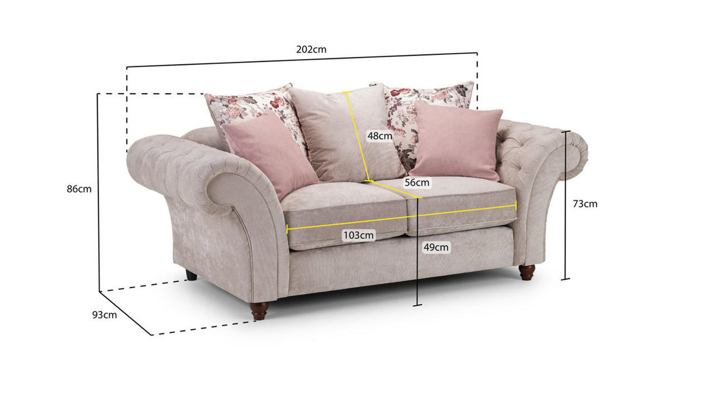 Roma Beige Chesterfield 2 Seat Sofa