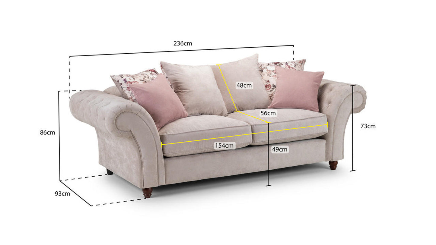 Roma Beige Chesterfield 3 Seat Sofa