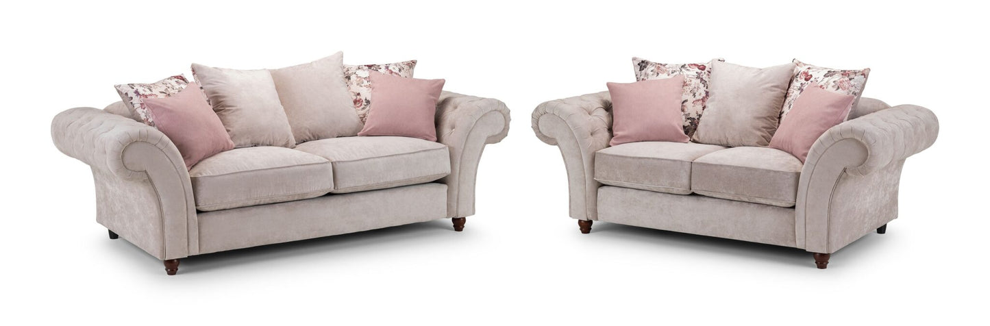 Roma Beige Chesterfield 3 + 2 Seat Sofa Set