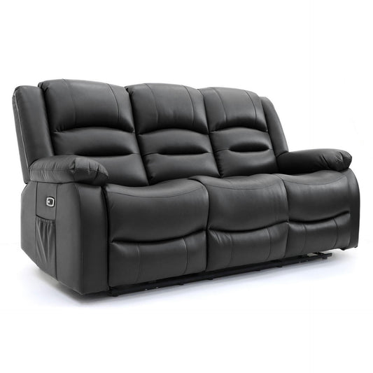Alva 3 Seat Black Electric Recliner Sofa