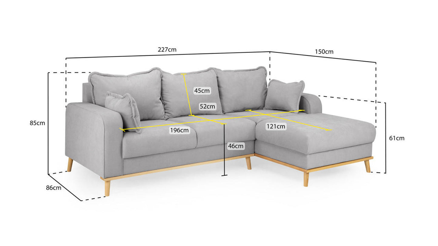 Briar Grey Right Hand Facing Corner Sofa