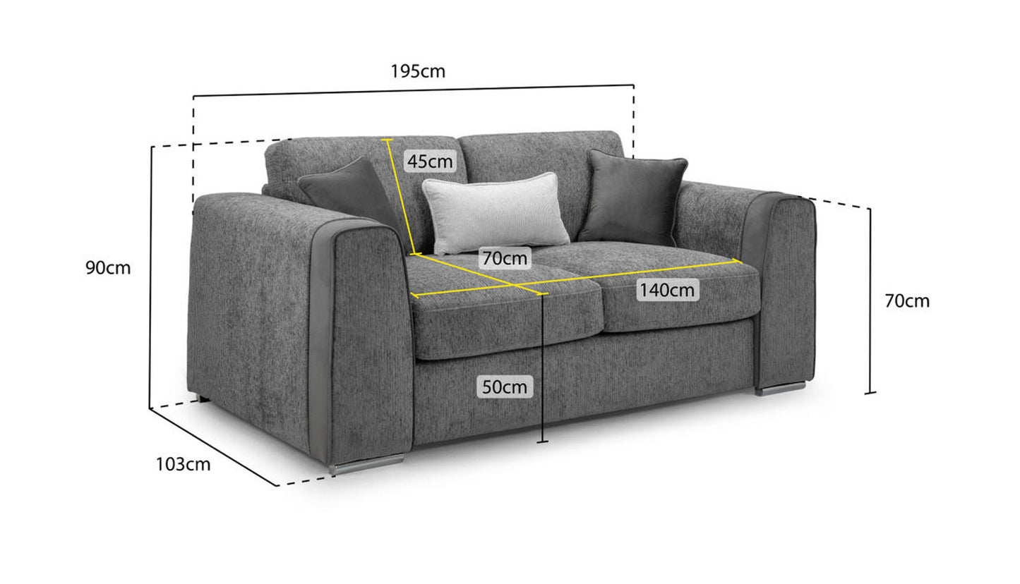 Naples Grey 2 Seat Sofa