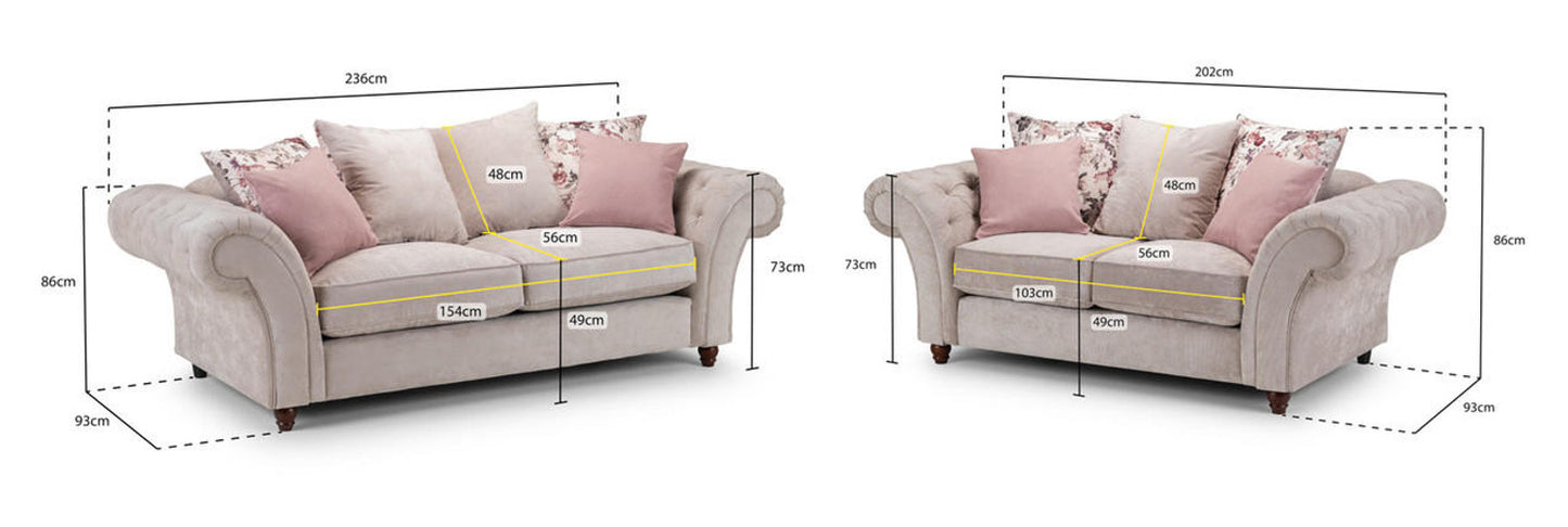 Roma Beige Chesterfield 3 + 2 Seat Sofa Set