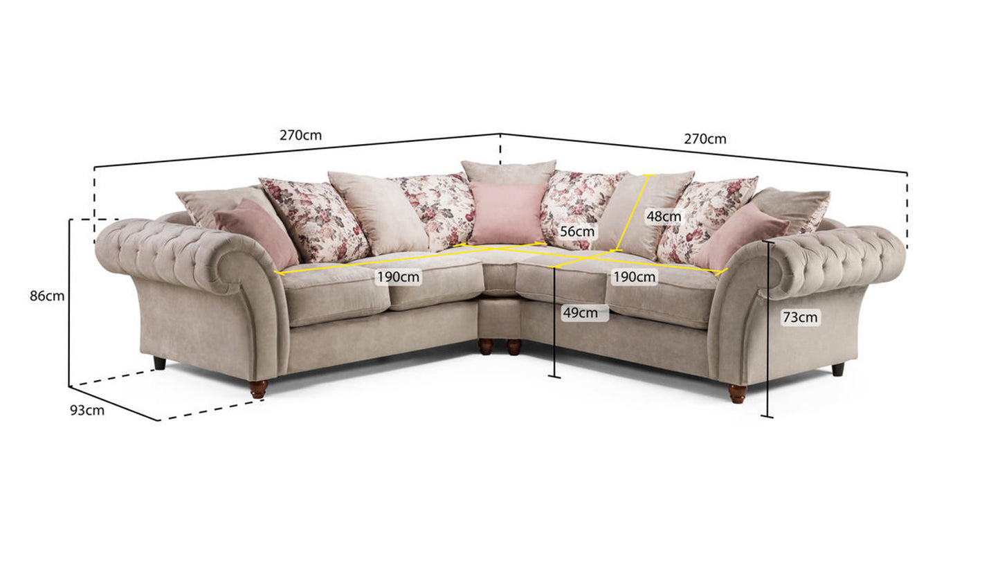 Roma Beige Chesterfield Large Corner Sofa